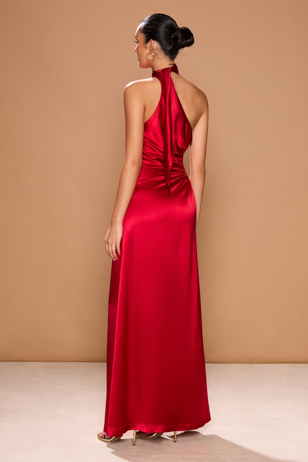 open lace back dress Angelina Dress Cherry Red Silk – Idáh