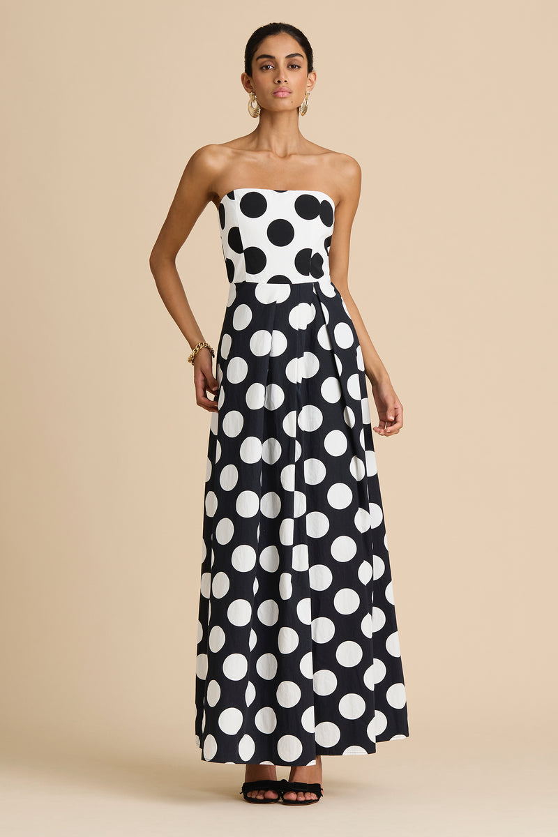 knee length dresses for ladies Nellie Maxi Dress | Black Polka Dot | Womens main image 1