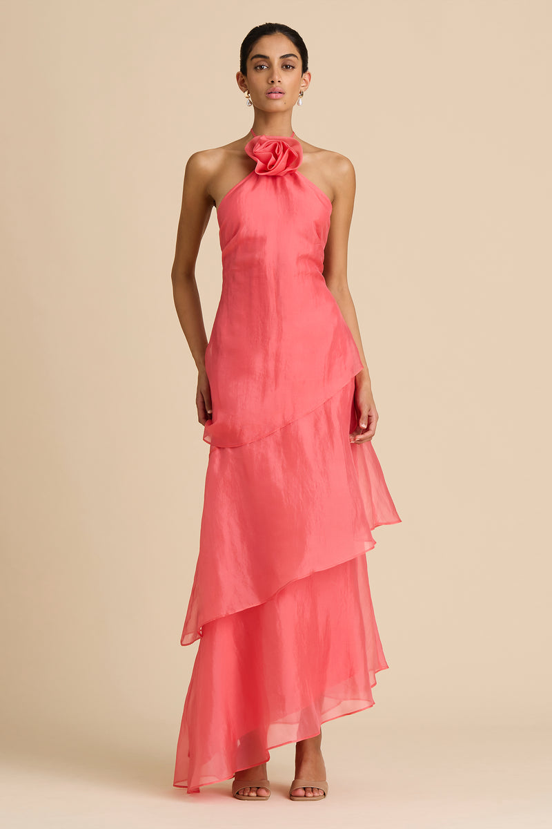strapless open back dress Paloma Red Embroidered Short Dress main image 1