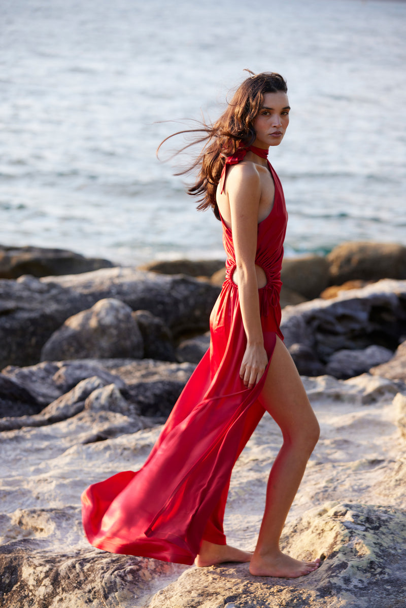red alia cut dress Scarlet Red Alia Cut Printed Co-ord Set XS