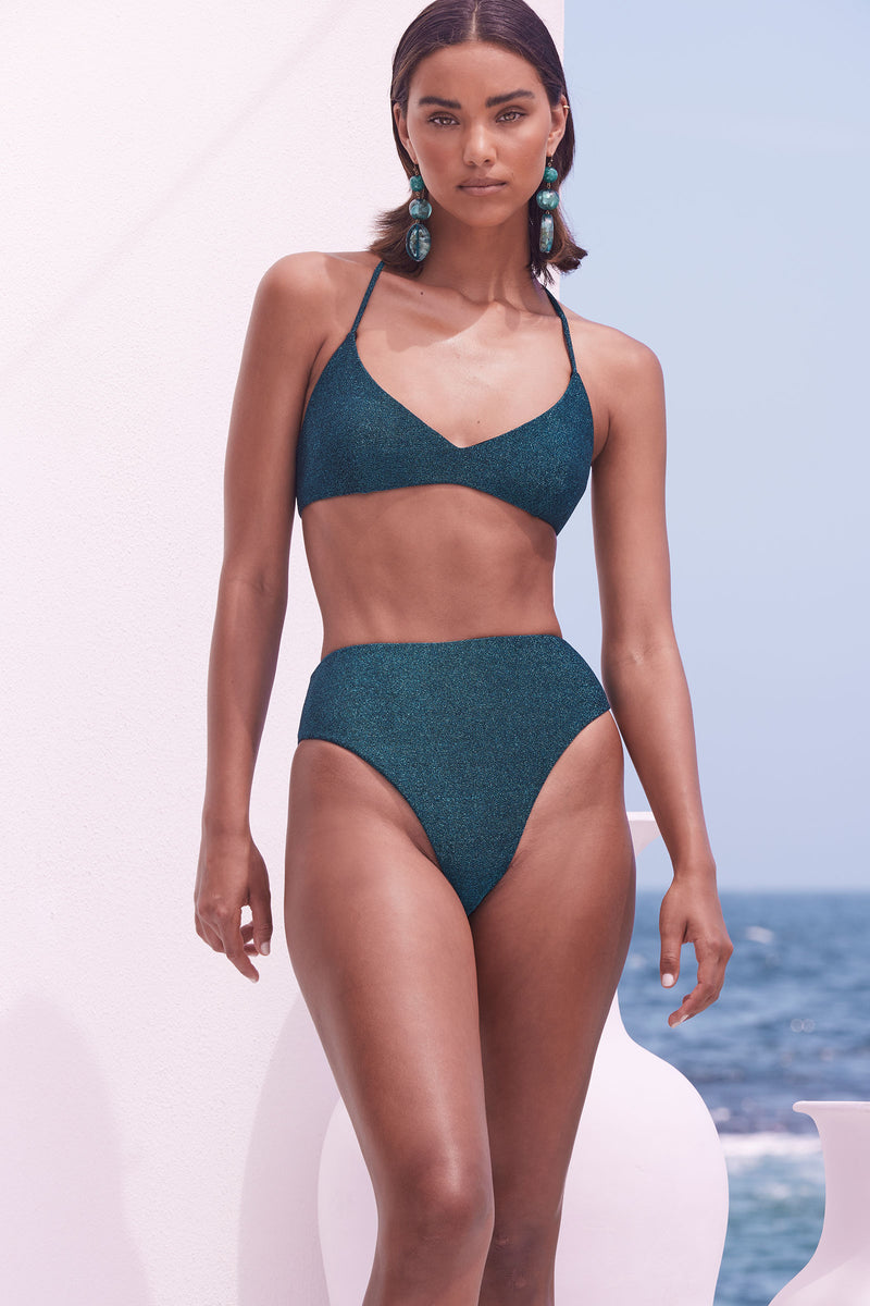 Zarqa Bikini Top in Aquamarine Shimmer