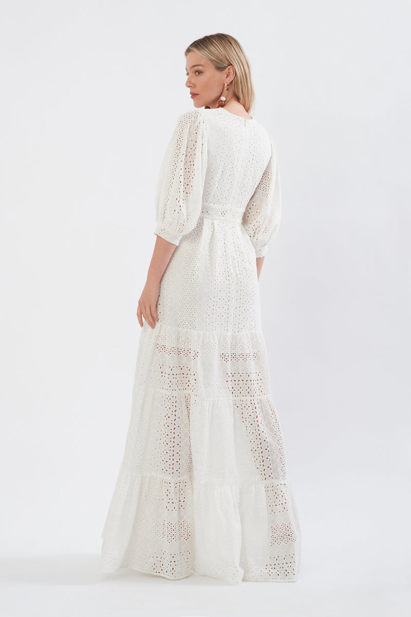 EMBROIDERED COTTON MAXI DRESS