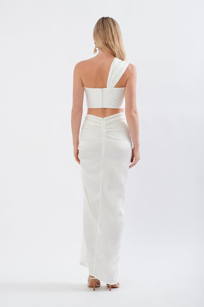 PETRA TOP IN WHITE SATIN