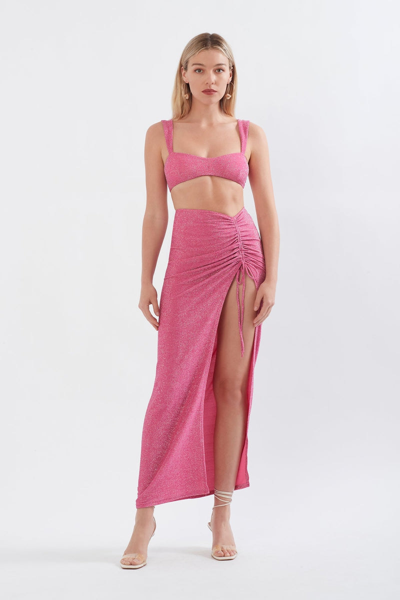 RUCHED MAXI SKIRT