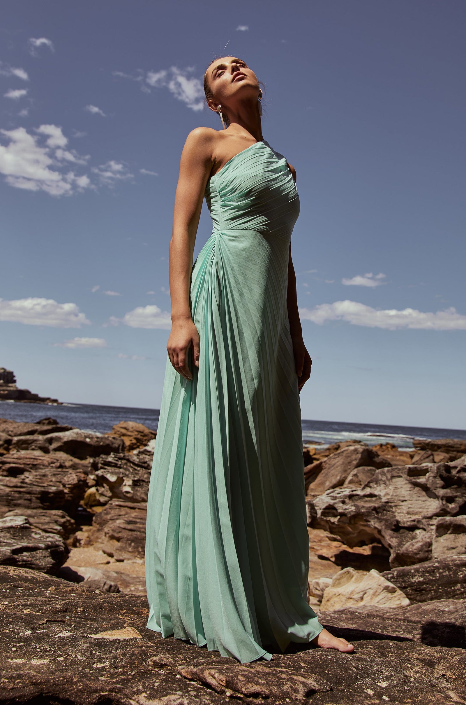 green emerald velvet dress Halter Mint Green Pleats Trumpet/Mermaid Wedding Guest Dress